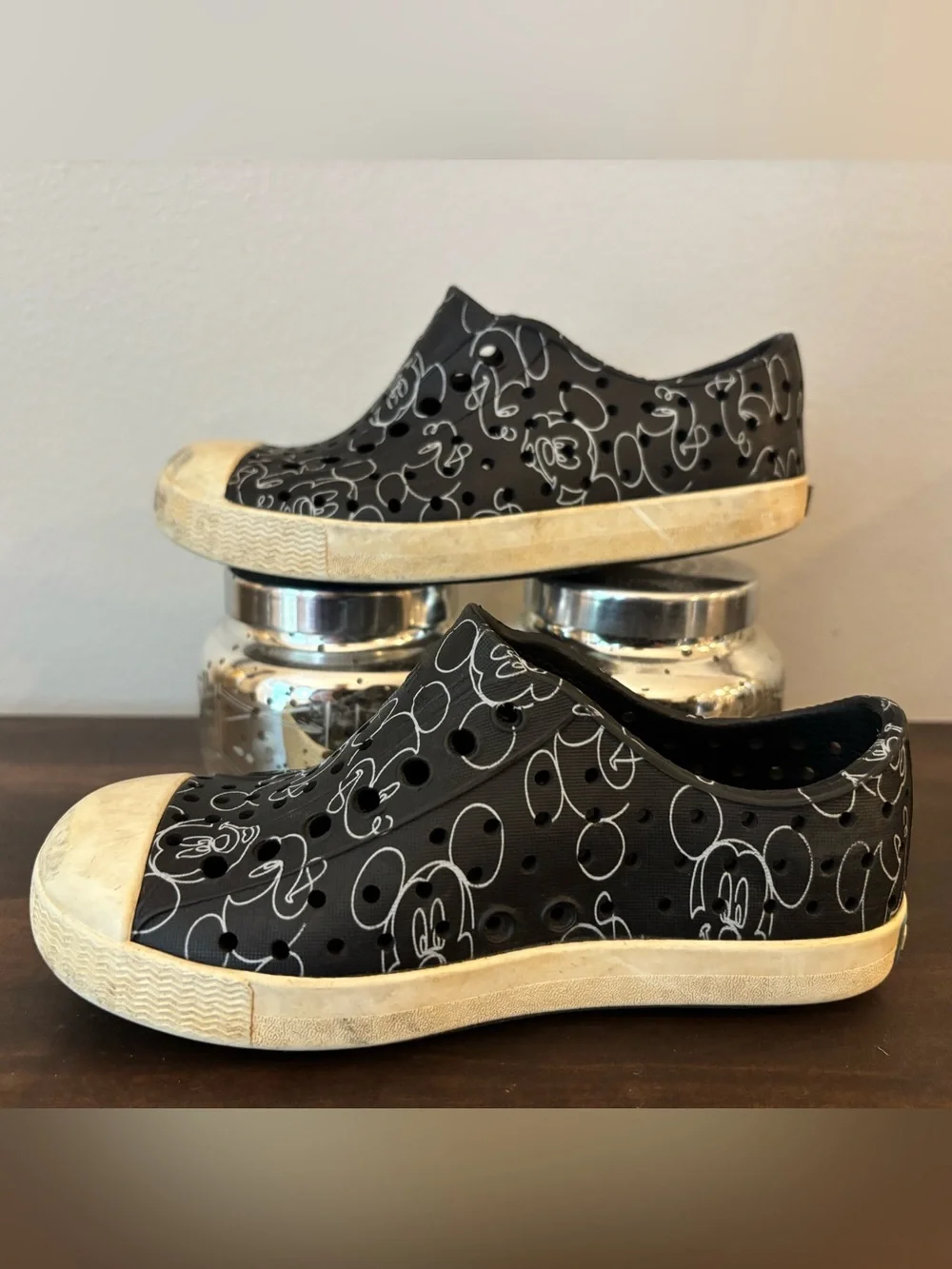 Native | Disney Black Mickey Pattern Slip-On Water Shoes Size C9